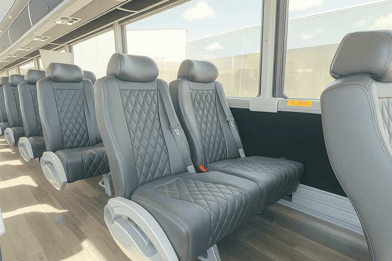 interior of Bus Rental Company Cambridge charter bus